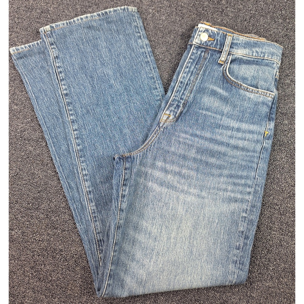 Triarchy High Rise Straight Leg Jeans Blue Organic Cotton Sustainable Size 27
